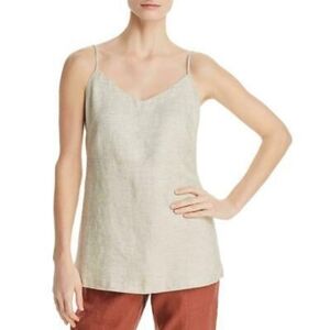 Eileen Fisher NATURAL Twinkle Organic Heavy Linen V Neck Cami Top XS